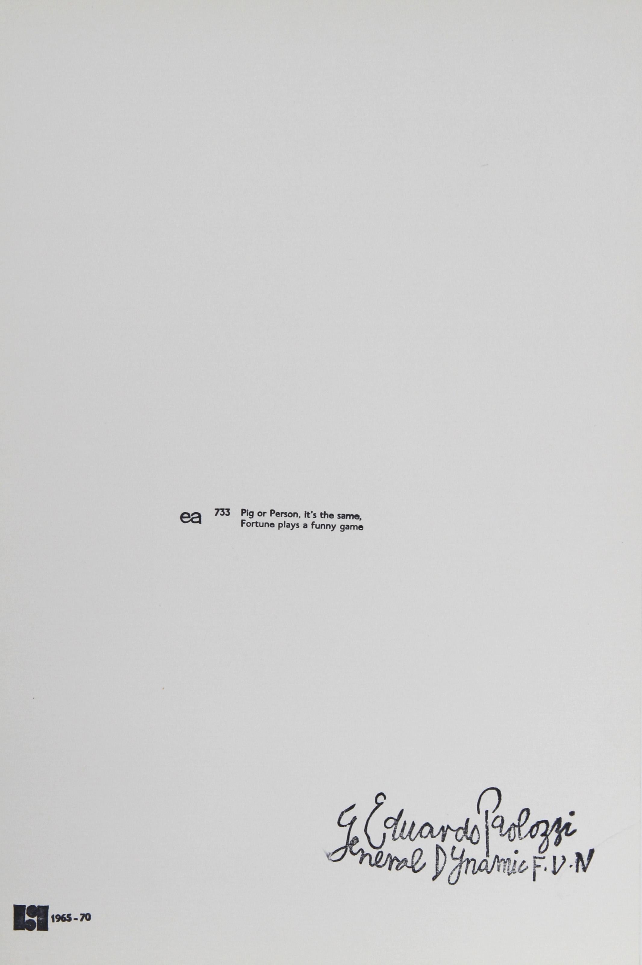 Schwein oder Mensch, das ist das Gleiche, Fortune Plays II, Pop Art Lithographie von Paolozzi – Print von Eduardo Paolozzi