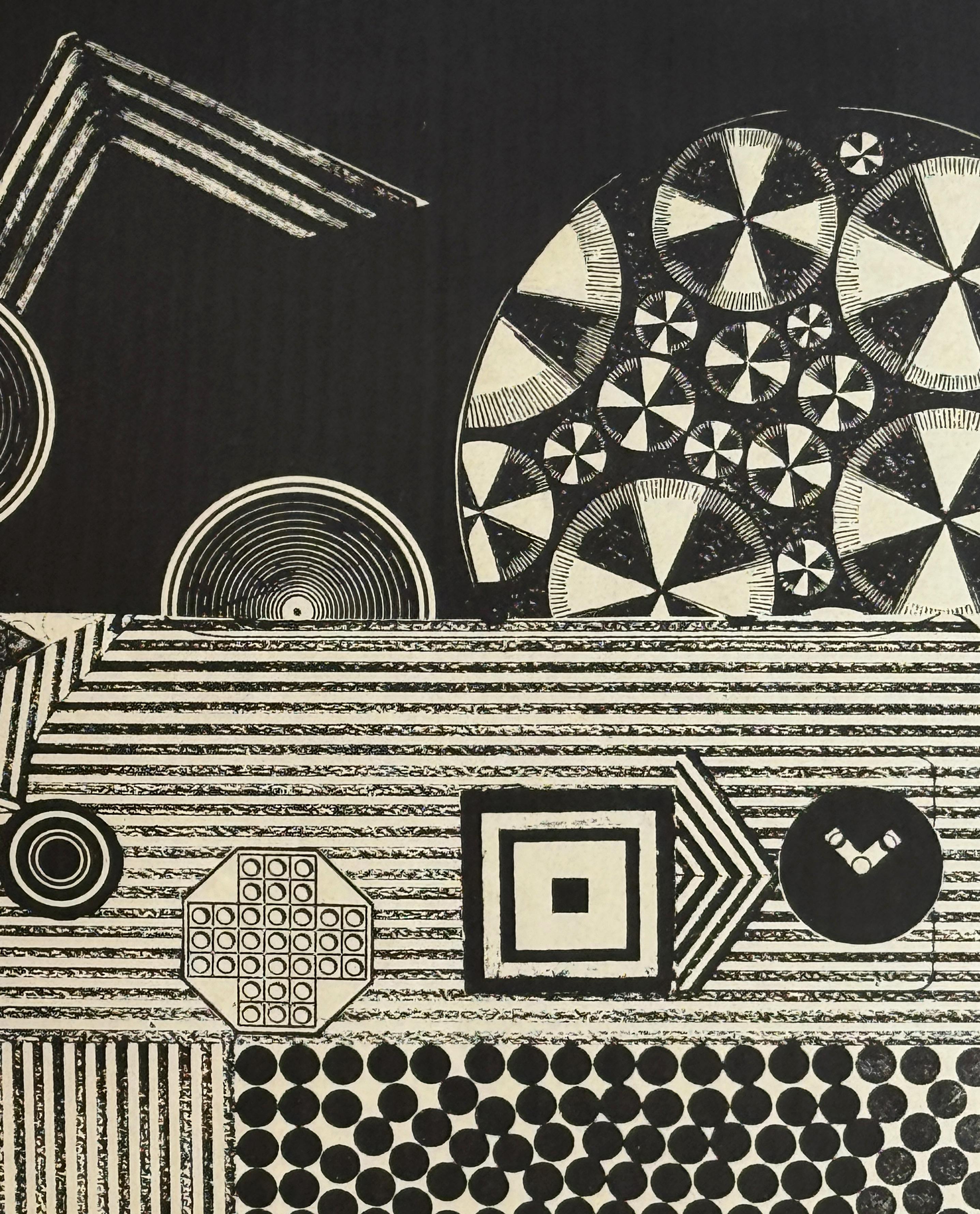 Plaza de Eduardo Paolozzi arte pop geométrico blanco y negro surrealista en venta 3