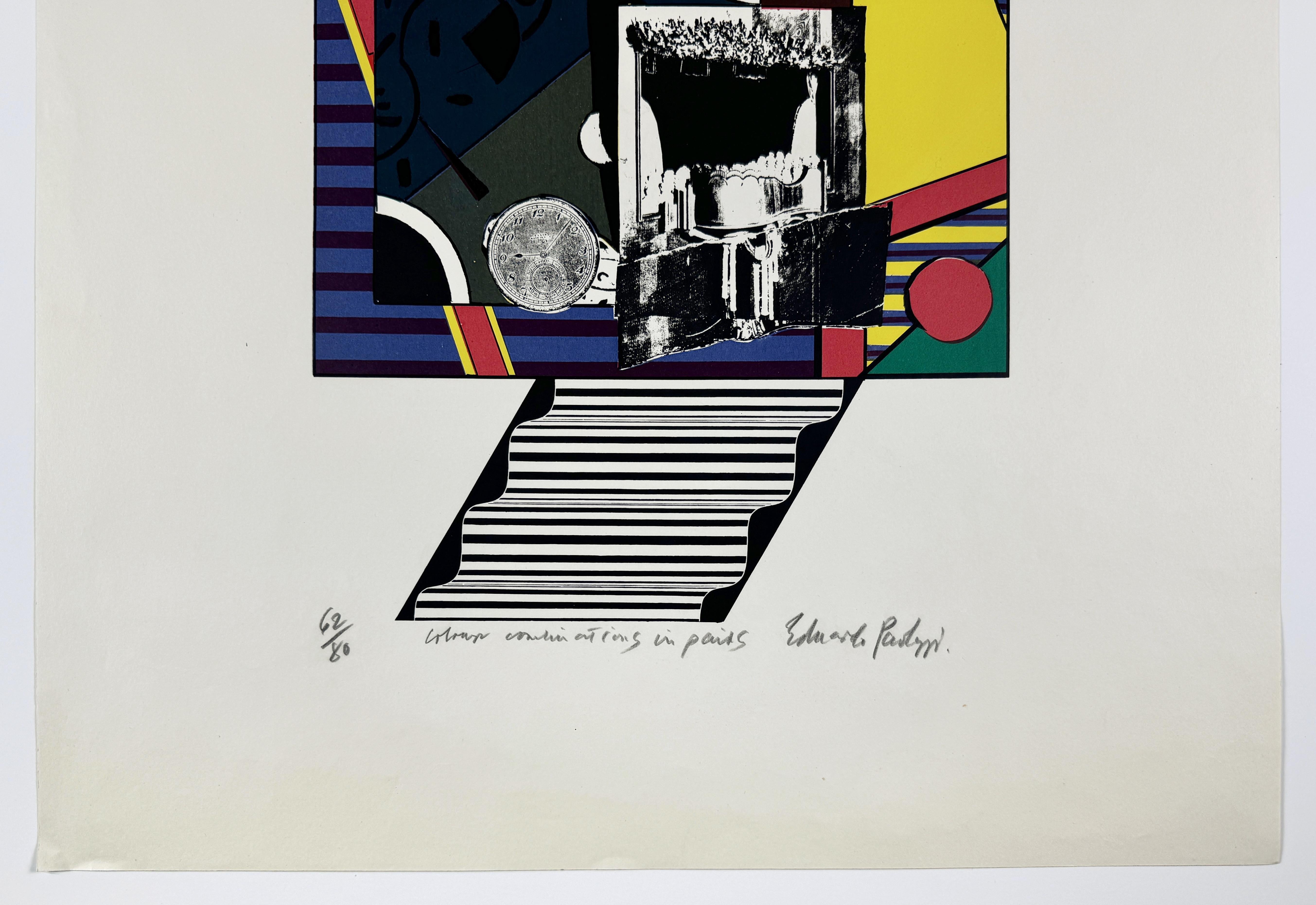 Tafel 16 by Eduardo Paolozzi colorful geometric collage pop art striped optical For Sale 1