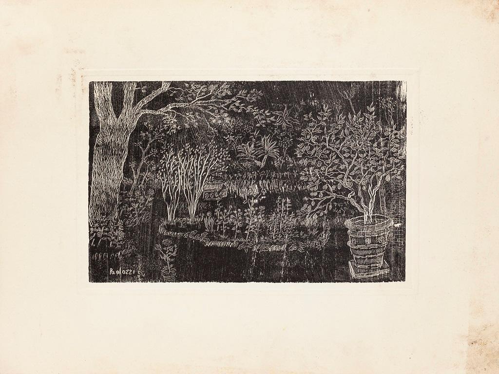 El Jardín es un grabado original realizado por Eduardo Paolozzi.

Firmado en la placa, abajo a la izquierda.

Estado impecable (algunos pliegues y algunas sombras en el papel).

Eduardo Paolozzi (1924-2005) fue uno de los artistas británicos más