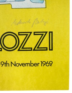 Vintage SIGNED 1969  Eduardo Paolozzi Poster avocado green psychedelic pop art