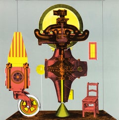 Paolozzi SIGNÉ 1969 poster Galerie Mikro vintage futuriste psychédélique pop art