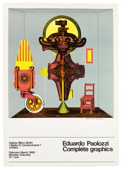 Paolozzi SIGNED 1969 poster Galerie Mikro vintage futuristic psychedelic pop art
