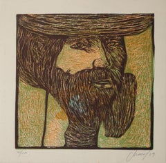 Eduardo Roca (Choco), ¨Cañero¨, 1989, Linocut, 9.4x9.4 in