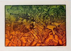 Eduardo Roca (Choco), ¨Escena de campo¨, 1993, Linograbado, 16,7x23 pulg.