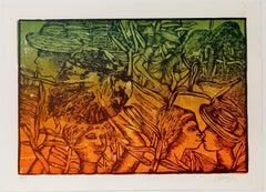 Eduardo Roca (Choco), ¨Escena de campo¨, 1993, Linolschnitt, 16,7x23 in