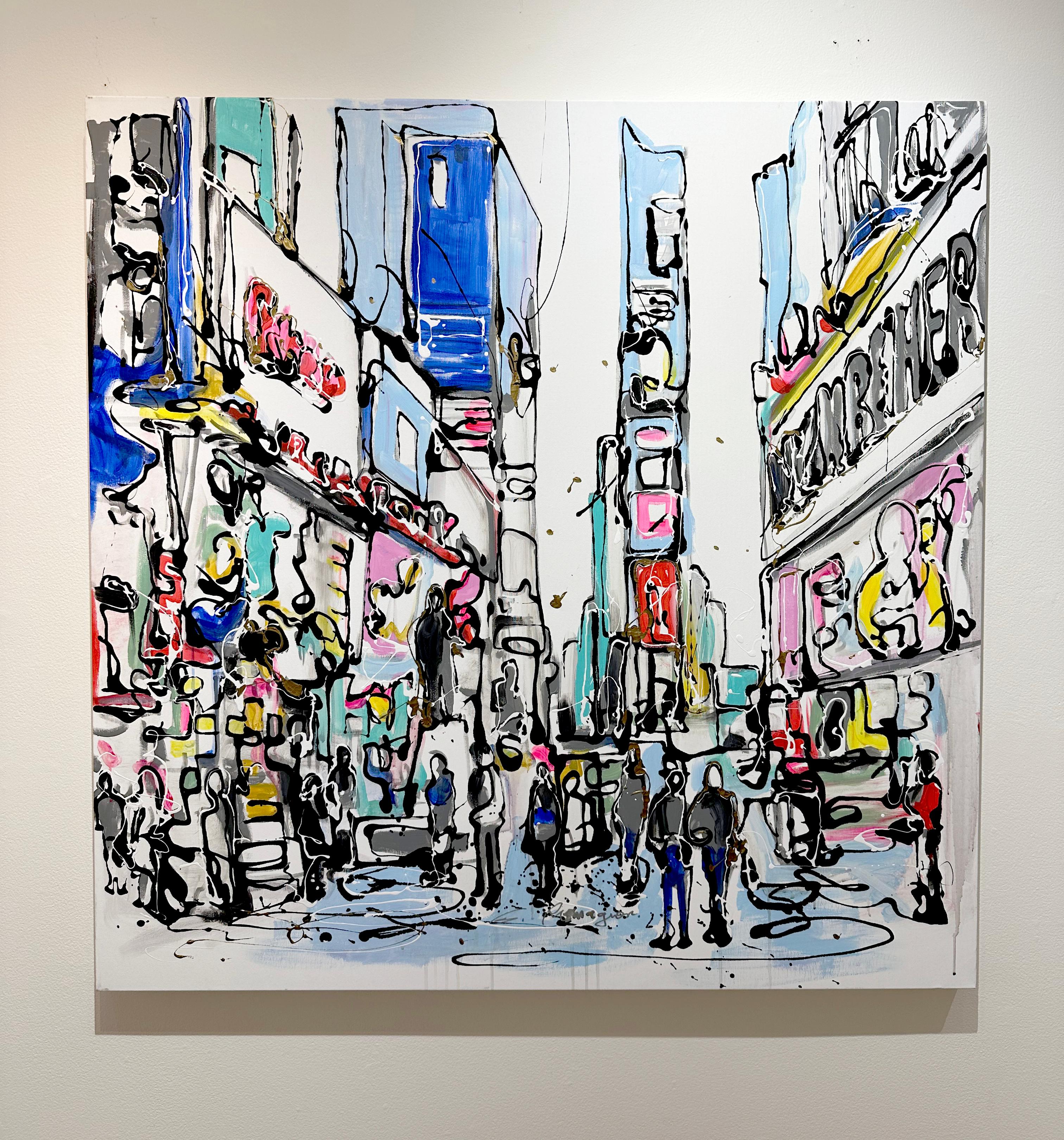 Eduardo Romaguera, « New York, NY », peinture sur toile, 46 x 46 Manhattan NYC en vente 1