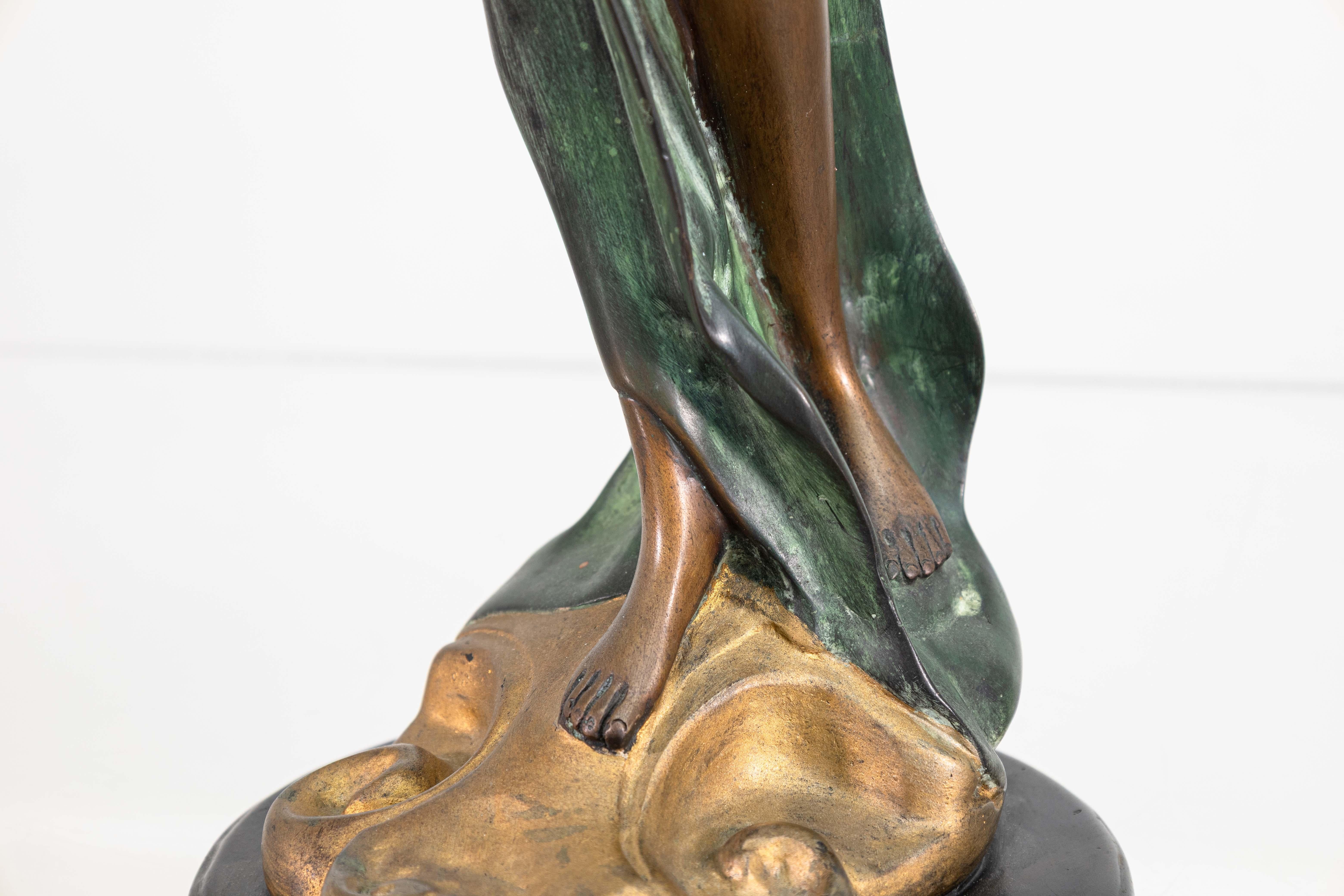 Bronzo Eduardo Rossi Ninfa marina Galatea Scultura figurativa in bronzo firmata Art Nouveau in vendita