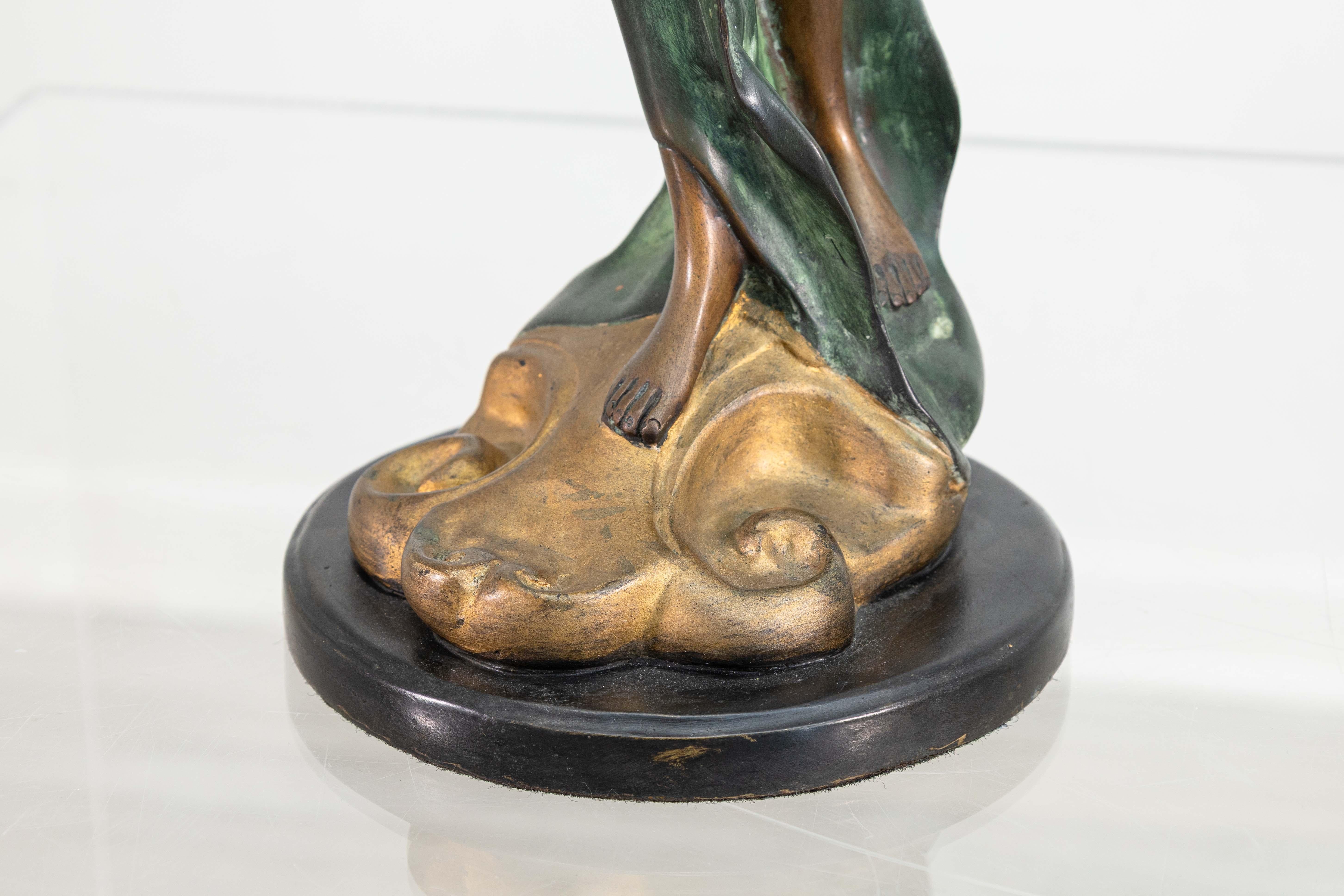 Eduardo Rossi Ninfa marina Galatea Scultura figurativa in bronzo firmata Art Nouveau in vendita 1