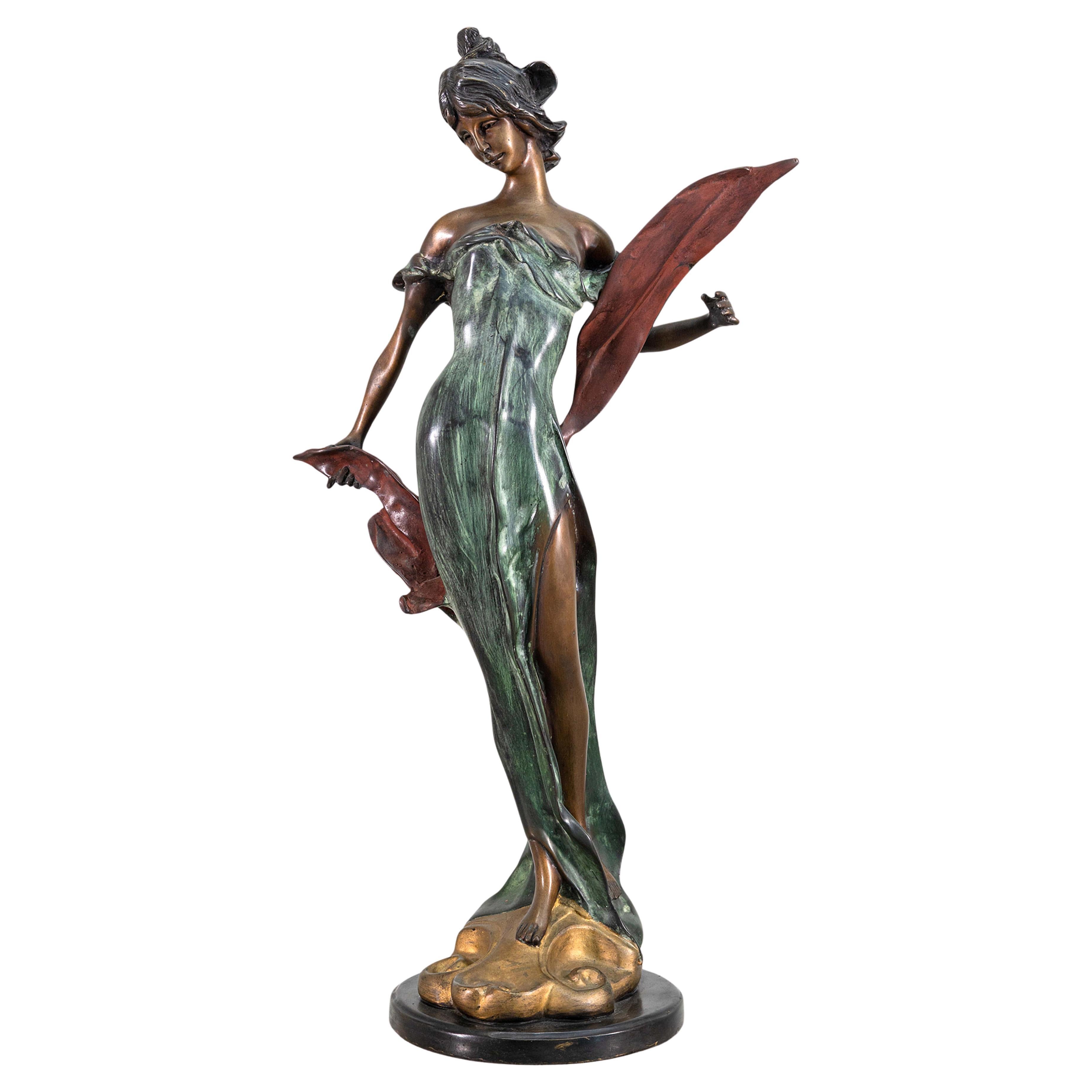 Eduardo Rossi Sea Nymph Galatea Signed Art Nouveau Bronze Figurative Sculpture