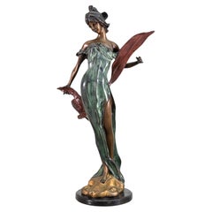 Eduardo Rossi Sea Nymph Galatea Signed Art Nouveau Bronze Figurative Sculpture