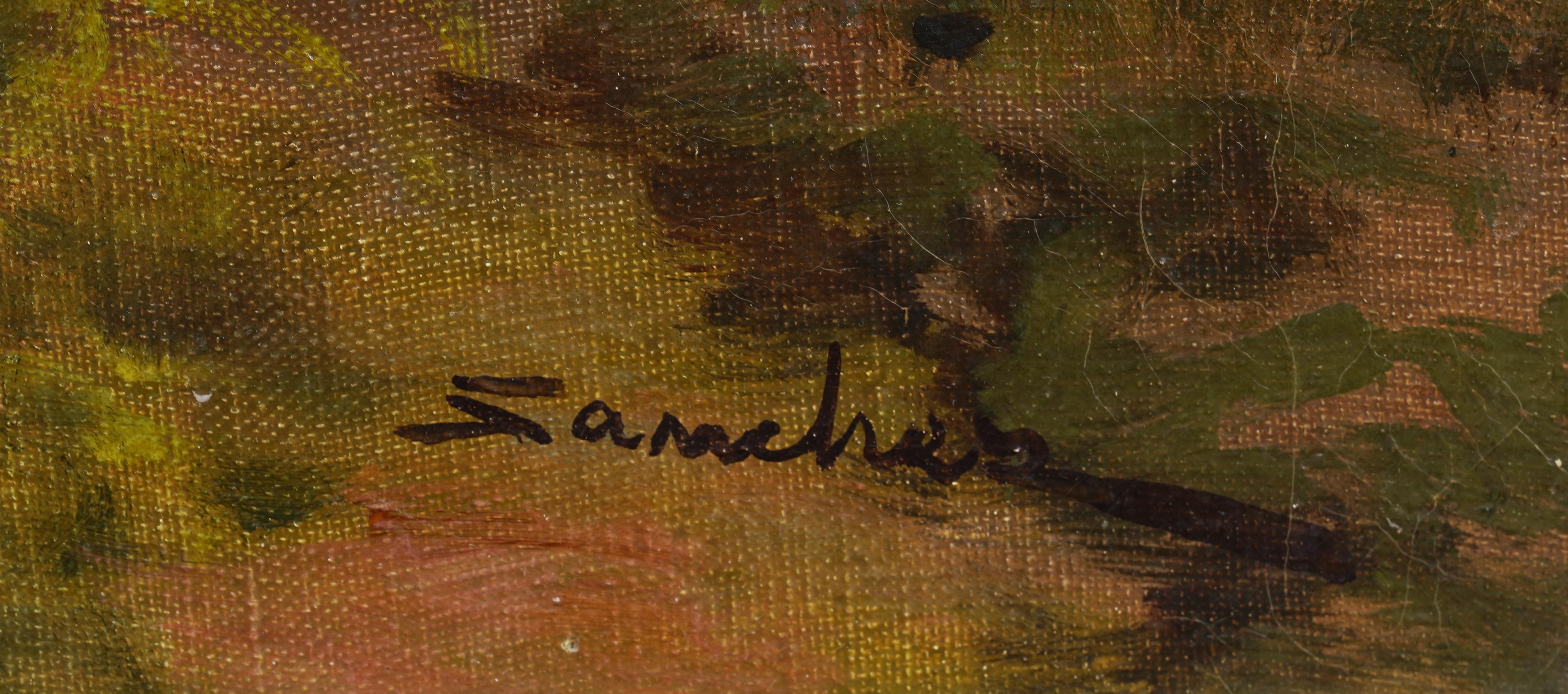 Antique Spanish Impressionist Signed And Framed Landscape Oil Painting For Sale 5