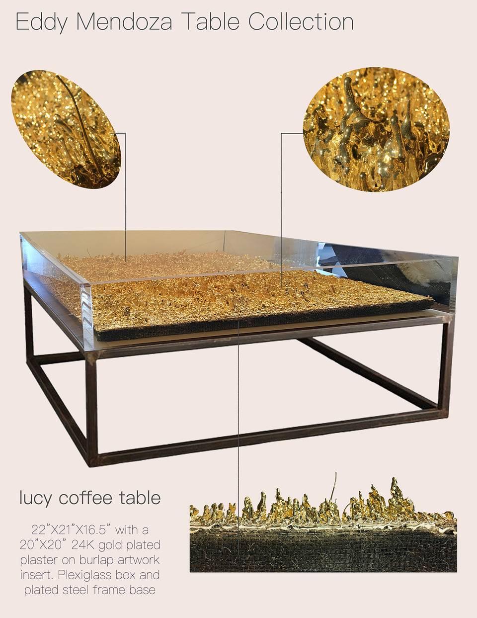 Coffee table designed to carry 3D metal art pieces. Presented at Architectural Digest Design show in 2018All artworks are 20