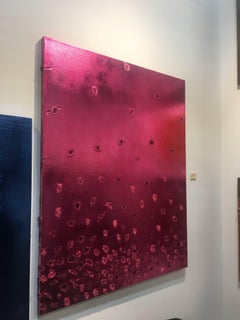 "Midnight in Napa" - Pink metallic abstract painting