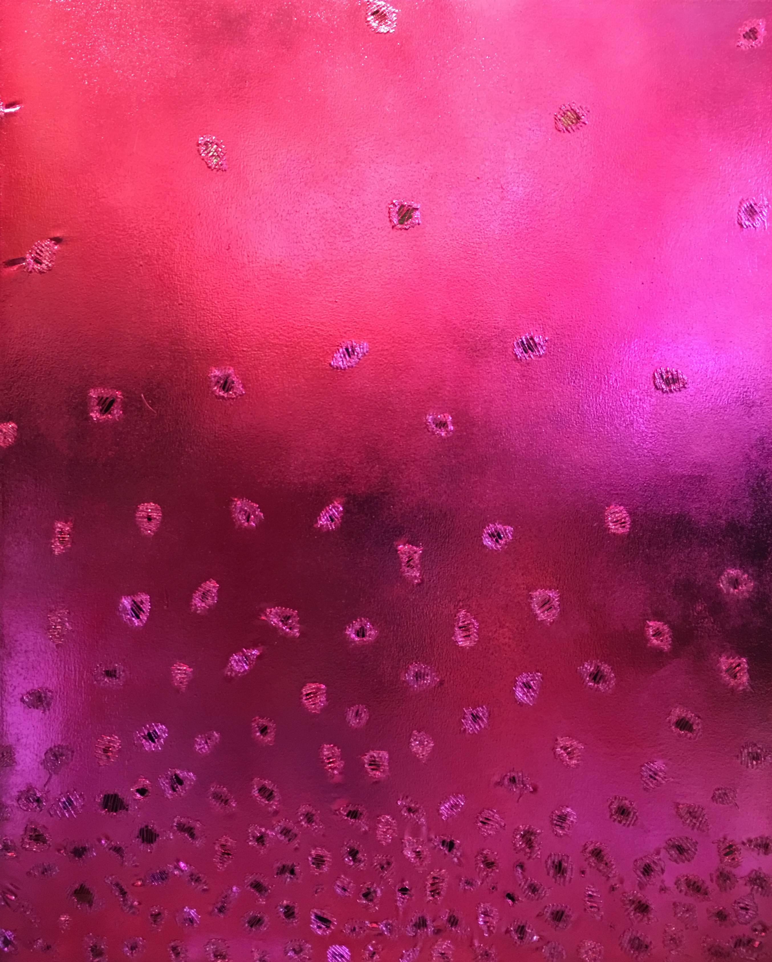 "Midnight in Napa" - Pink metallic abstract painting  - Mixed Media Art by Eduardo Terranova