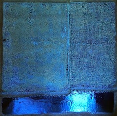 "Midnight in Paris" - Blue metallic abstract painting 