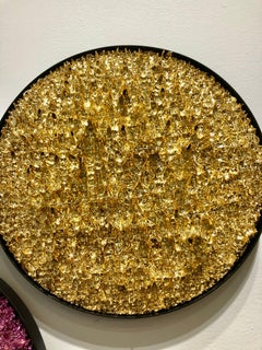 "Terralux Gold" - gold abstract tondo wall piece