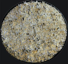 "Terralux Silver" - silver abstract tondo wall piece