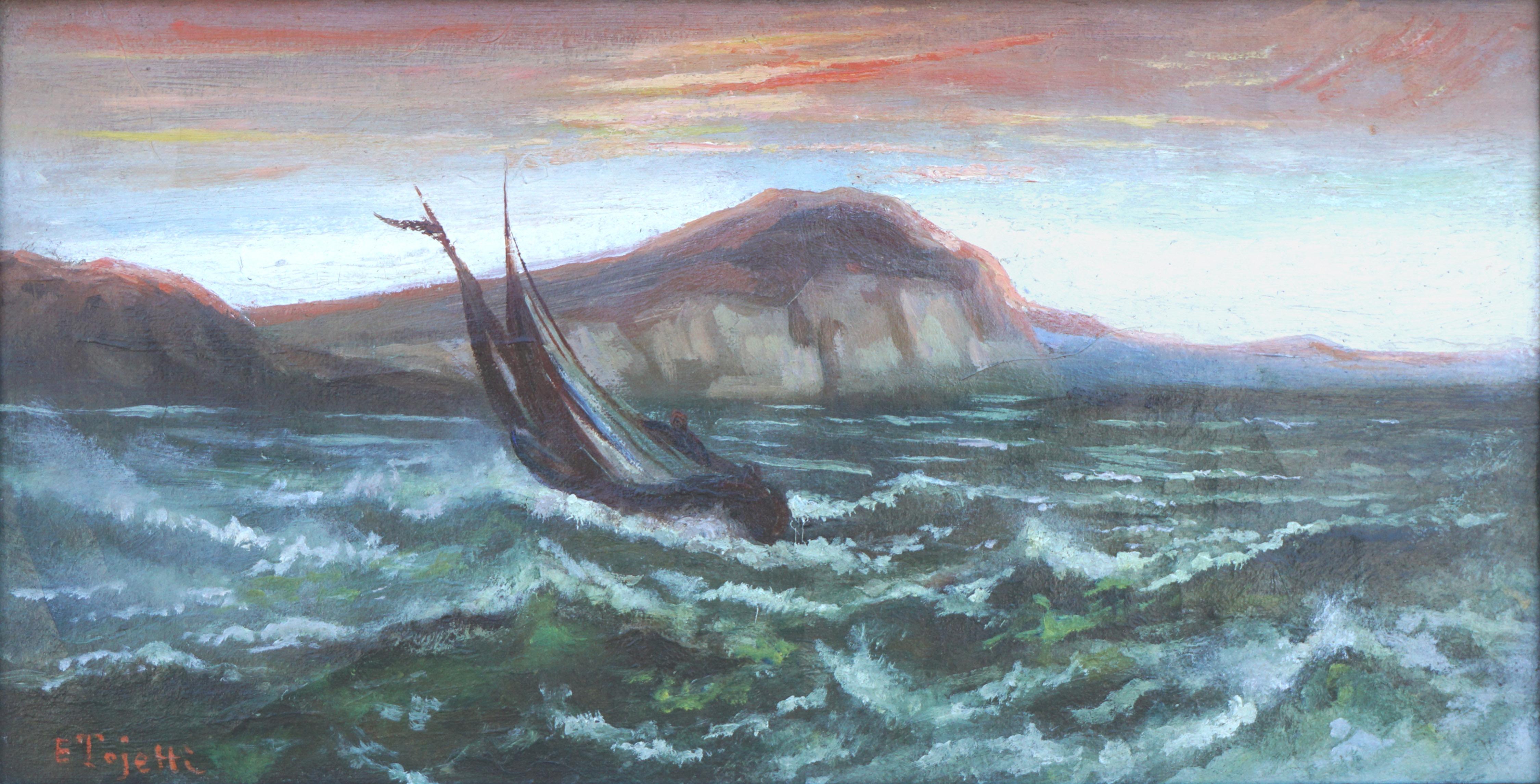 Late 19th Century Sailing on San Francisco Bay Seascape - Painting by Eduardo Tojetti