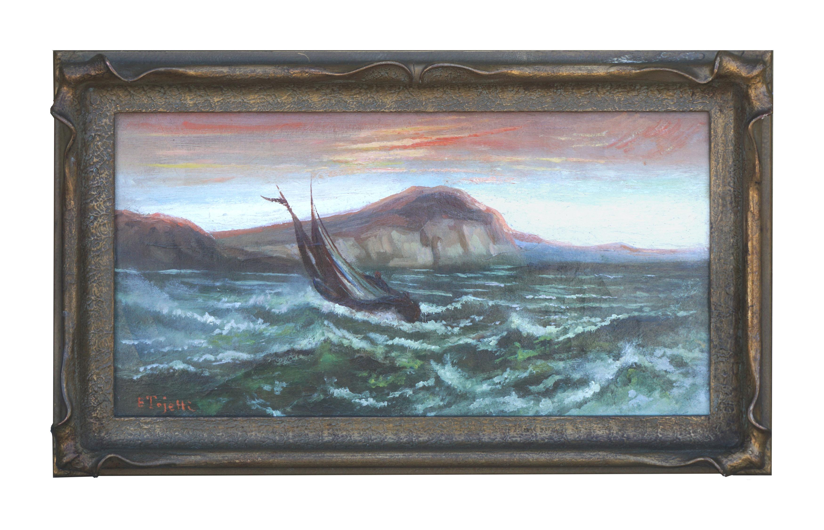Eduardo Tojetti Figurative Painting - Late 19th Century Sailing on San Francisco Bay Seascape