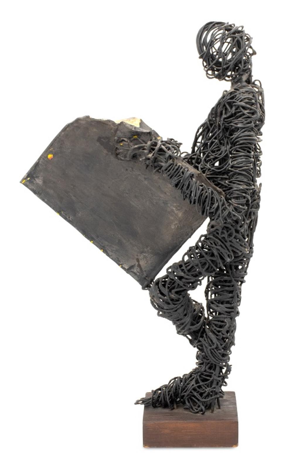 Metal Eduardo Torres Man Reading Wire Sculpture, 1968