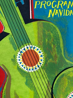 Cubist Vintage Musical Guitar Christmas Program Poster (Puerto Rico)
