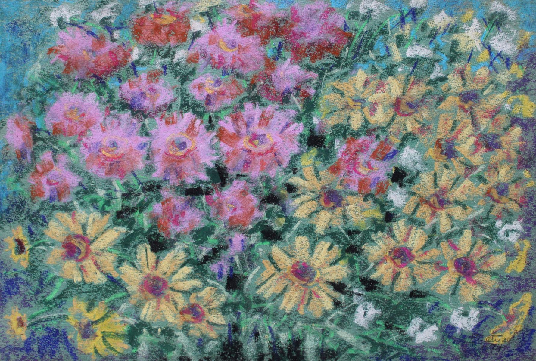 Autumn flowers. 1974, paper, pastel, 25x37 cm