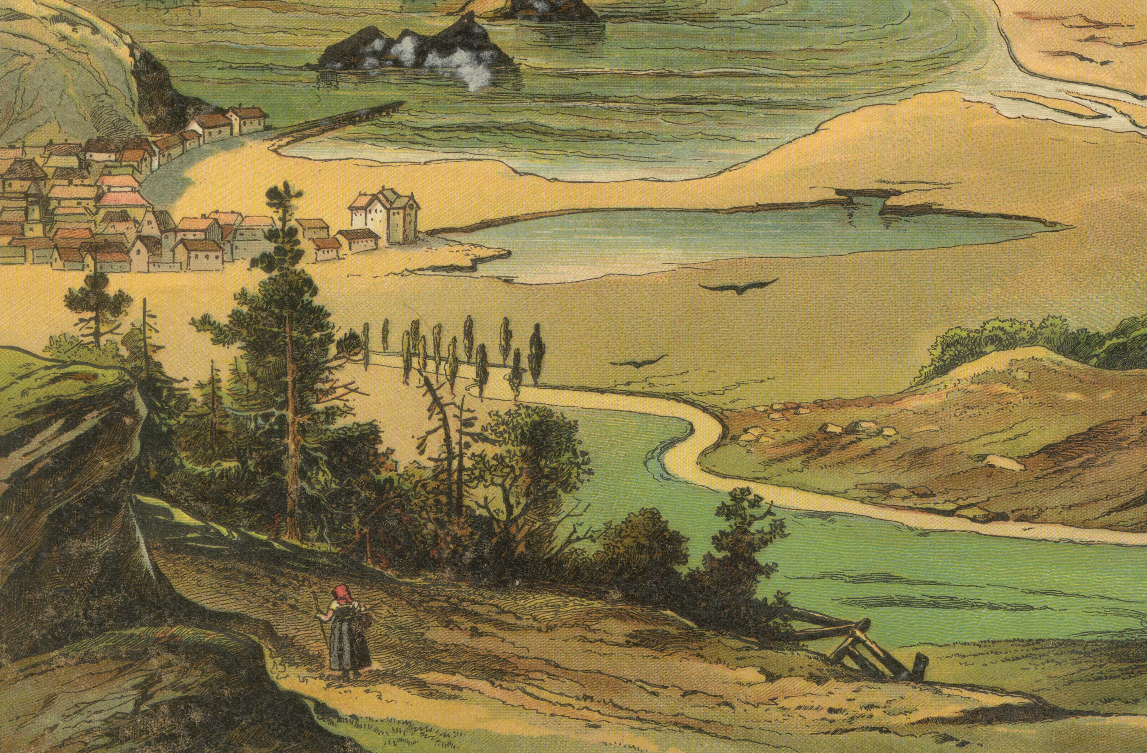 Educational Lithograph of Earth’s Surface from German Geography Book, circa 1885 For Sale 1