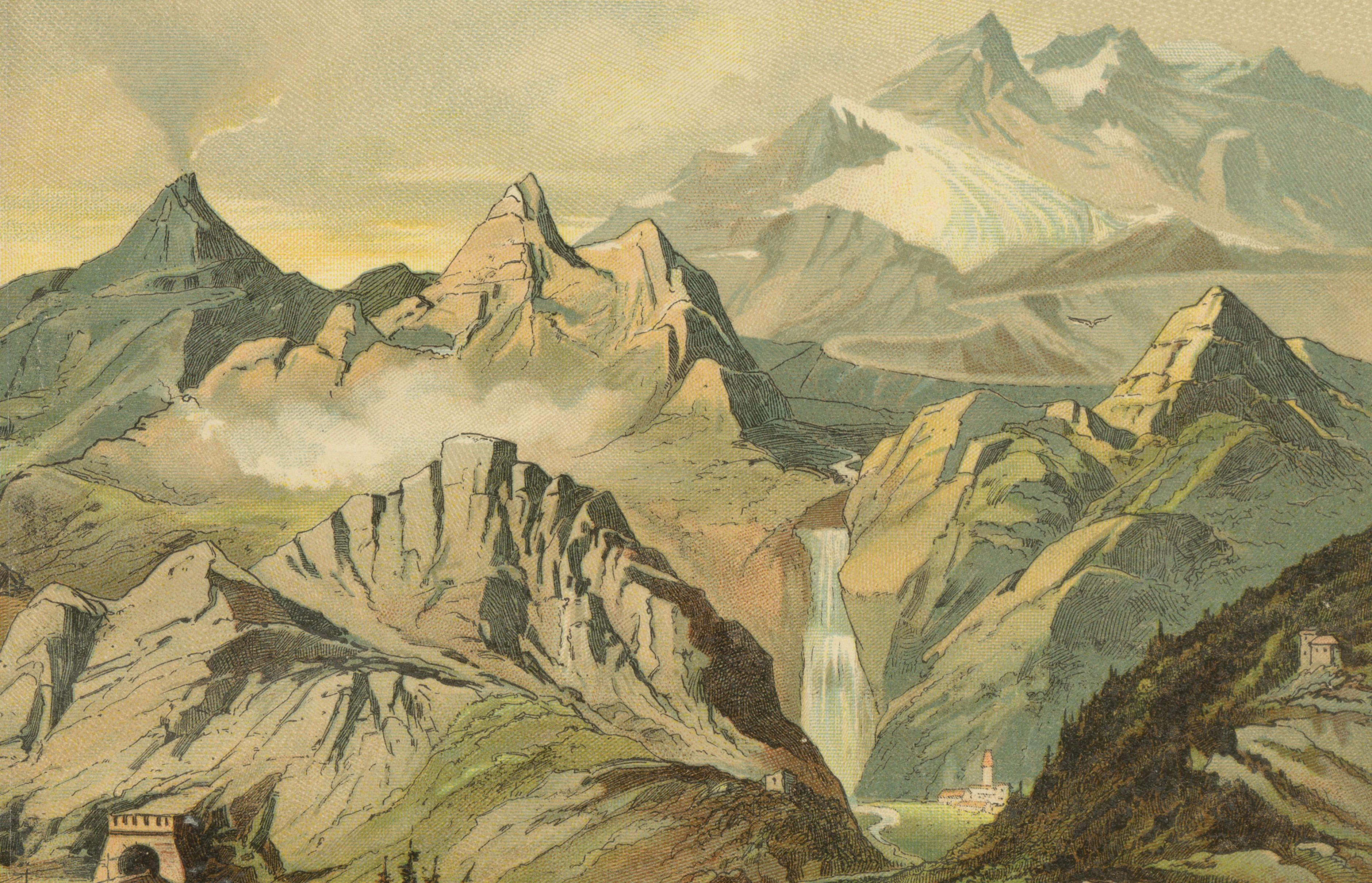 Educational Lithograph of Earth’s Surface from German Geography Book, circa 1885 For Sale 2