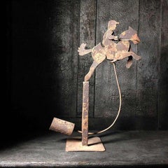 Jouet cheval à pendule en métal éducatif américain des années 1920 de Louis Petersen