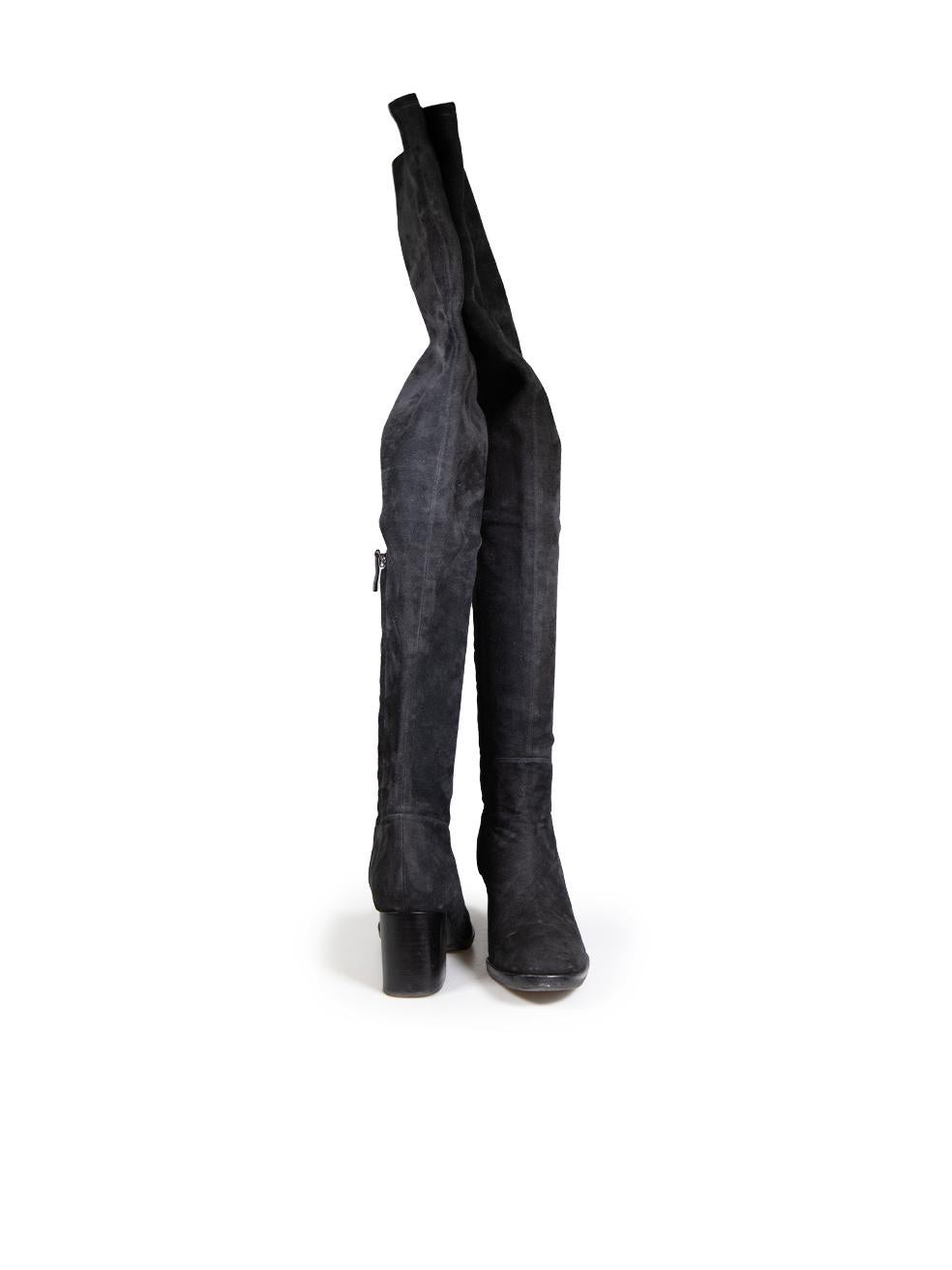 Noir EDUN Bottes en daim noir à talons hauts et à bouts ronds Taille IT 40 en vente