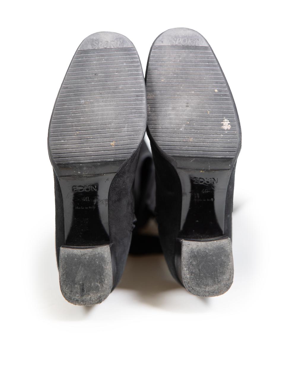 EDUN Bottes en daim noir à talons hauts et à bouts ronds Taille IT 40 Bon état - En vente à London, GB