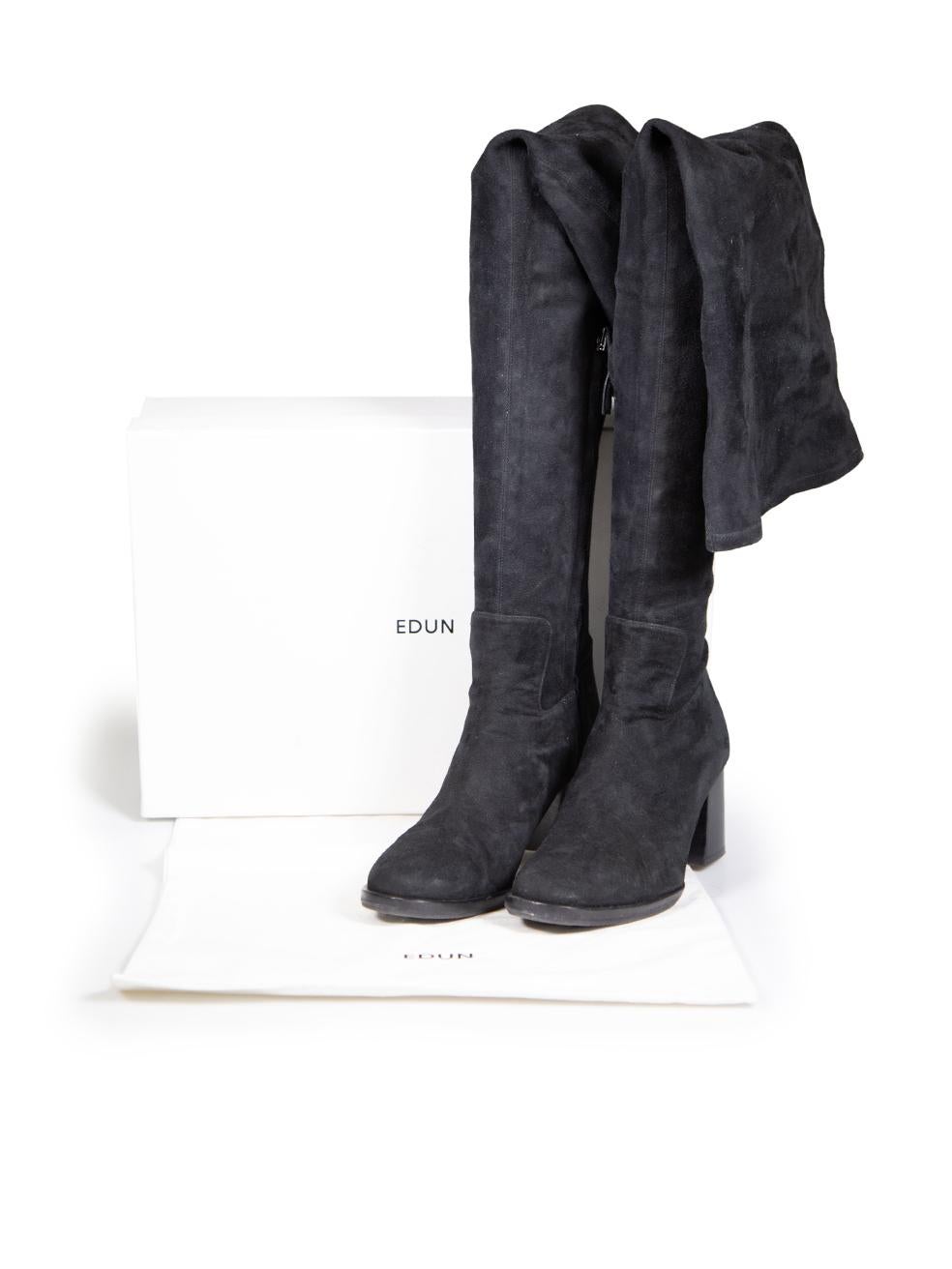 EDUN Bottes en daim noir à talons hauts et à bouts ronds Taille IT 40 Pour femmes en vente