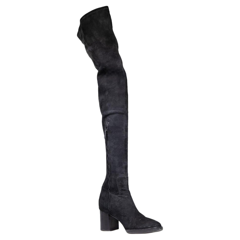 EDUN Bottes en daim noir à talons hauts et à bouts ronds Taille IT 40