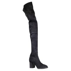 EDUN Bottes en daim noir à talons hauts et à bouts ronds Taille IT 40