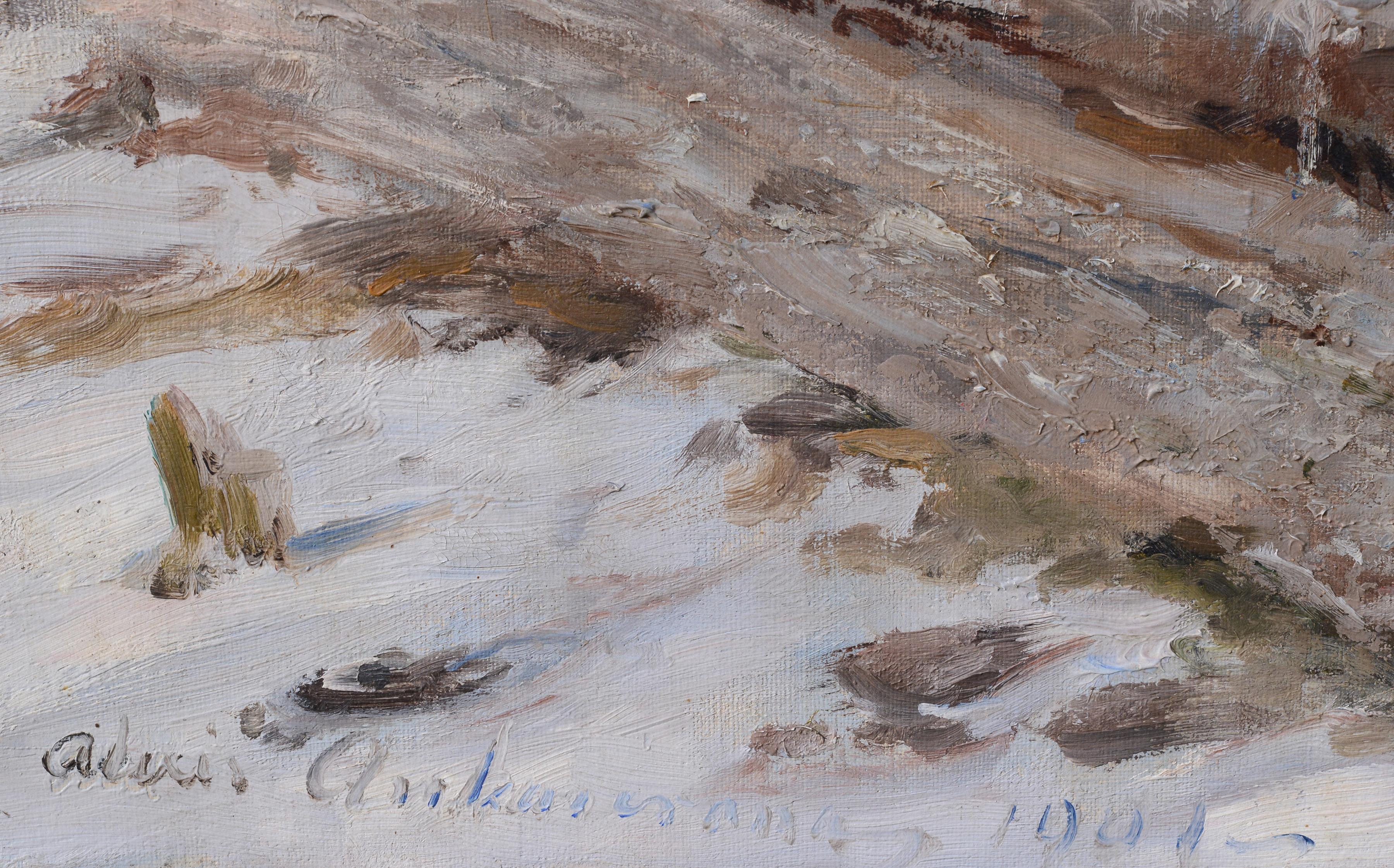 Signature bottom left - Edvard Alexander (Alexis) Ankarcrona (1825 - 1901), was a Swedish painter and military (this is one of the last works of the artist!). This artwork perfectly demonstrates the charm of early spring, a time when winter still