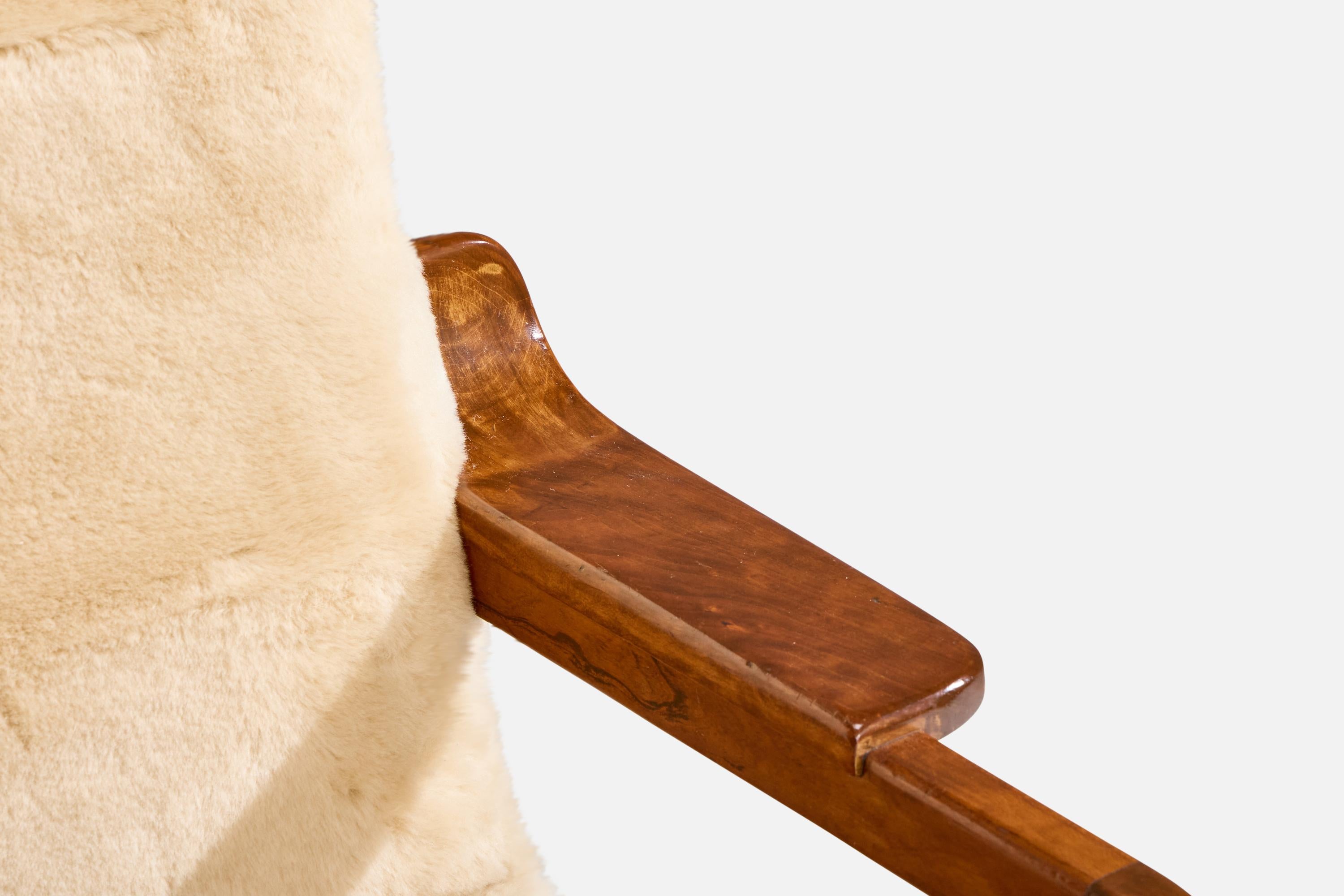 Edvard & Tove Kindt-Larsen, chaise longue, teck, shearling, Danemark, années 1940 en vente 6
