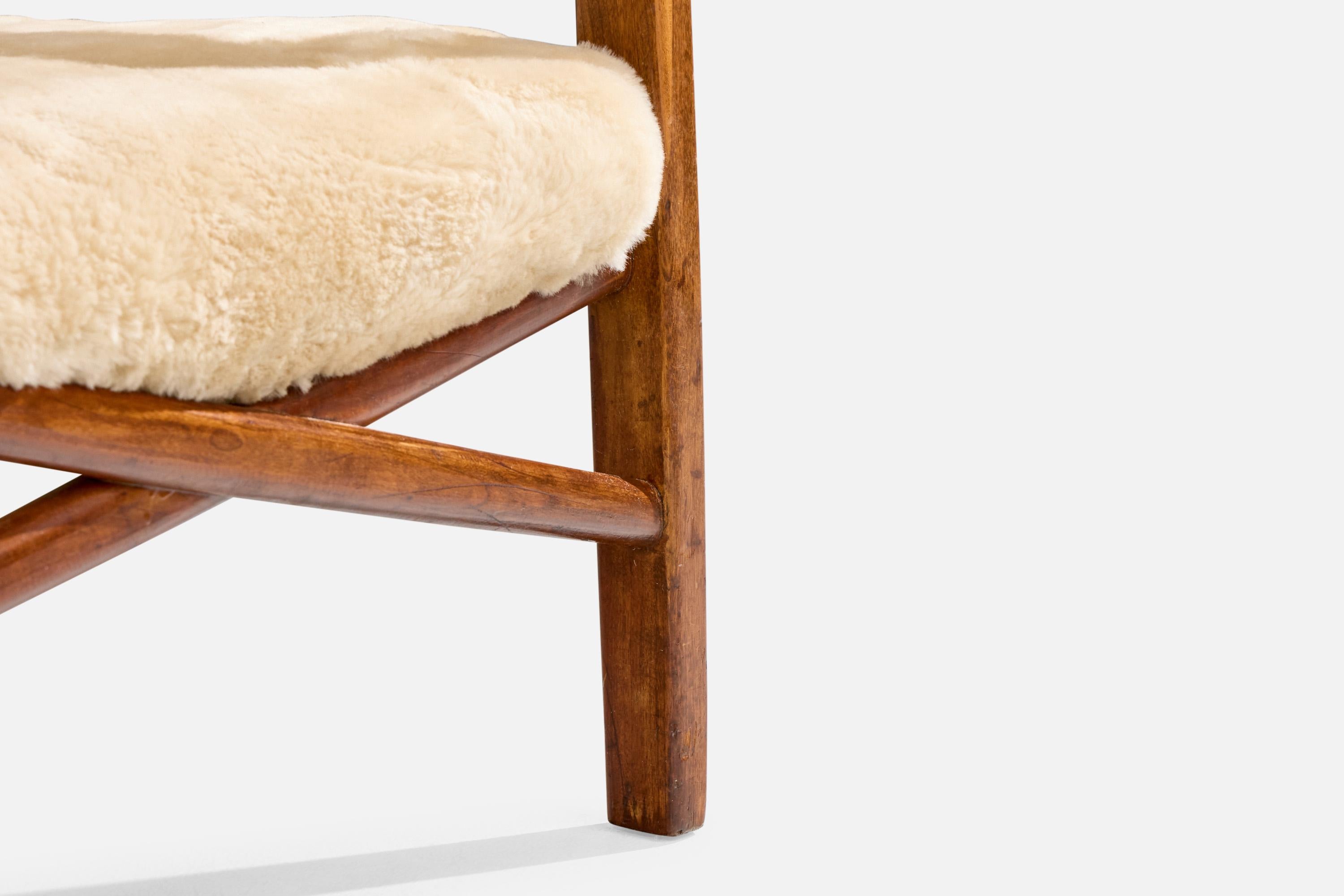 Edvard & Tove Kindt-Larsen, chaise longue, teck, shearling, Danemark, années 1940 en vente 7