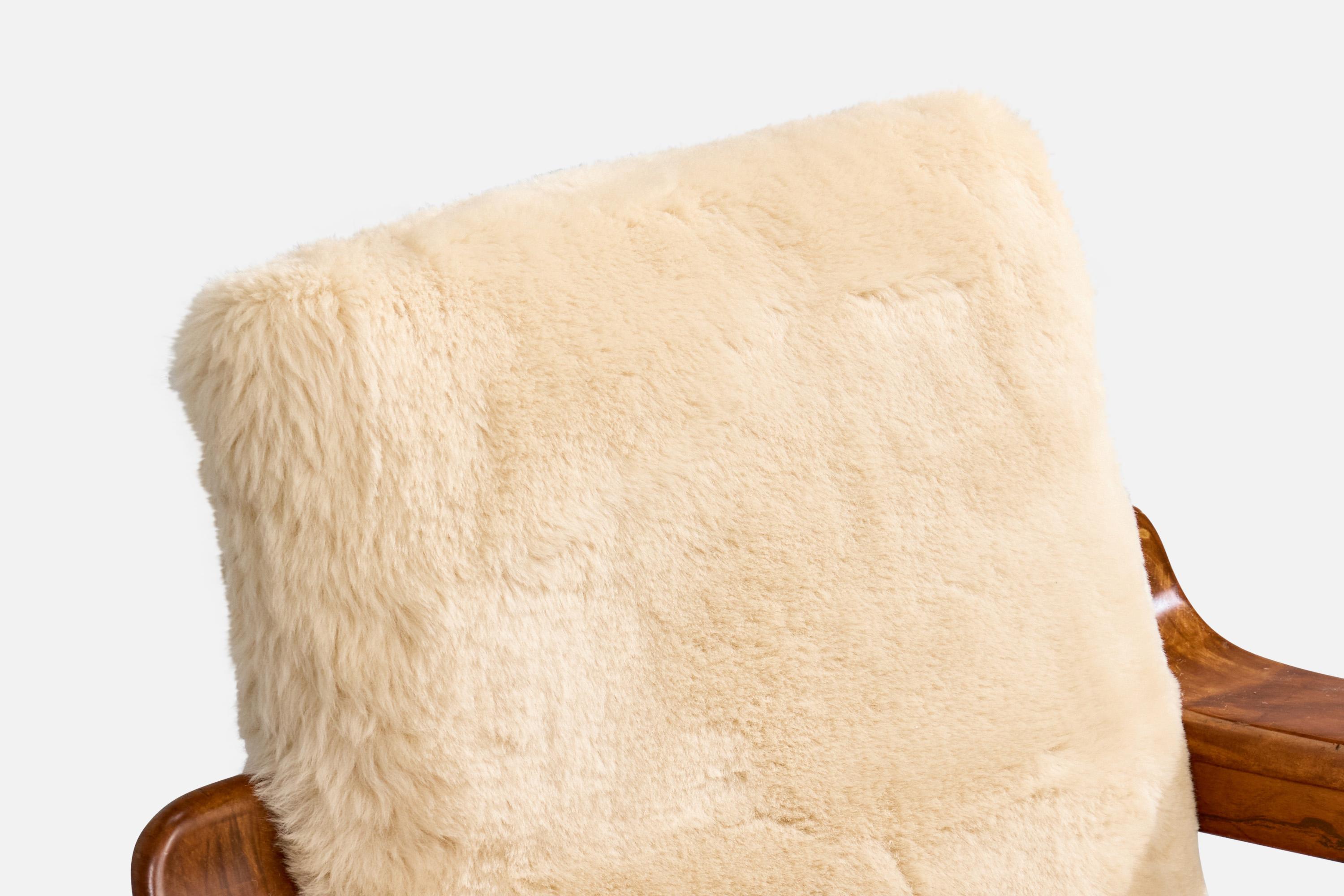 Edvard & Tove Kindt-Larsen, chaise longue, teck, shearling, Danemark, années 1940 en vente 3