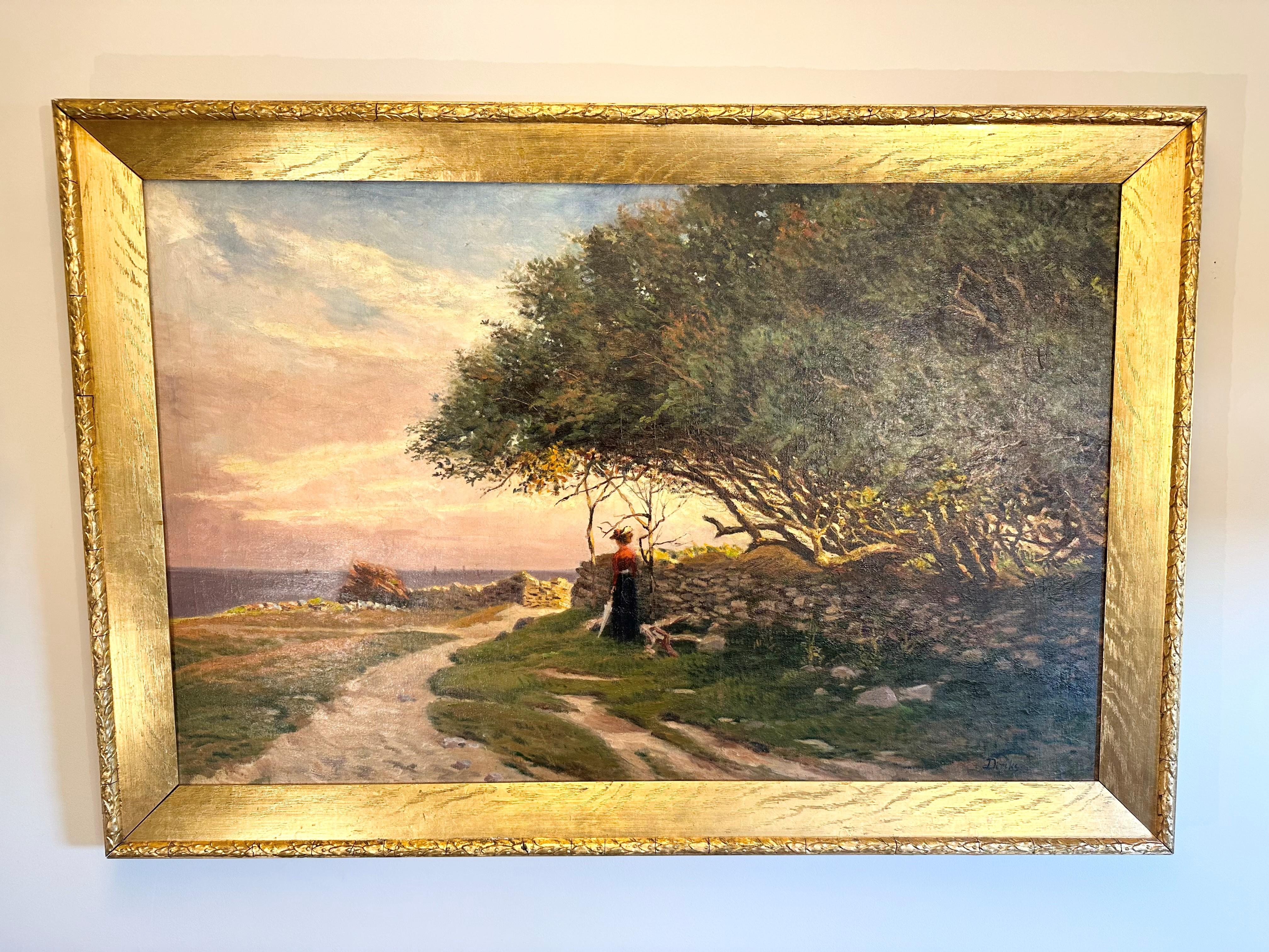Herbstabend an der Küste von Küste  „ Aftonsol ved kysten“ – Painting von Edvard Diriks