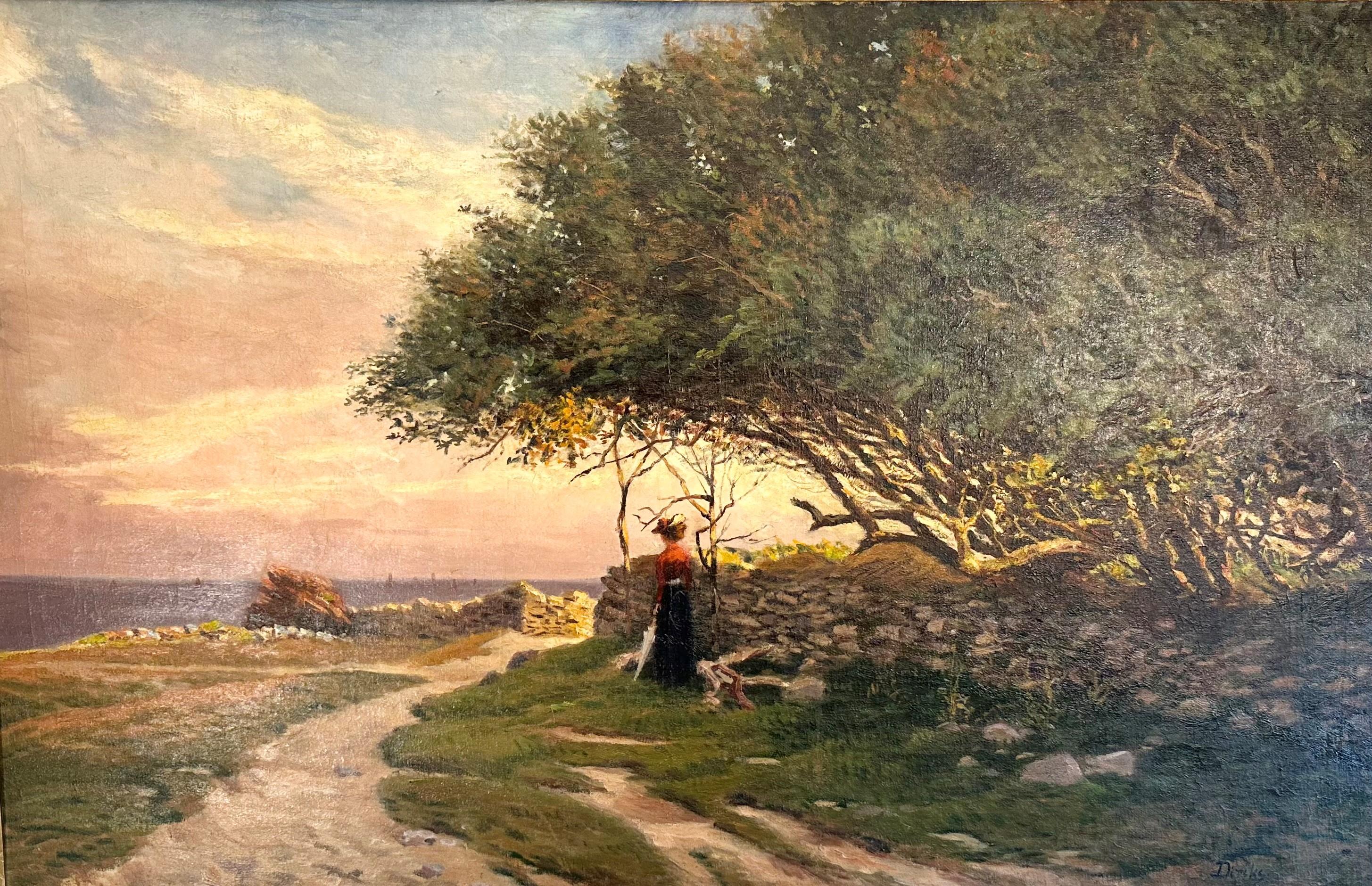 Landscape Painting Edvard Diriks - Des soirées d'automne sur la côte  " Aftonsol ved kysten