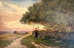 Antique Autumn evening by the coast  " Aftonsol ved kysten"