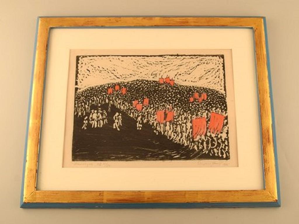Edvard H. Swedish artist. Lithography. Dated 1915. #15/50.
Visible dimensions: 33 x 25.5 cm.
The frame measures: 3.5 cm.
In very good condition.
Signed, dated and numbered in pencil.
