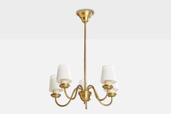 Edvard Hagman, Chandelier, Brass, Fabric, Sweden, 1940s