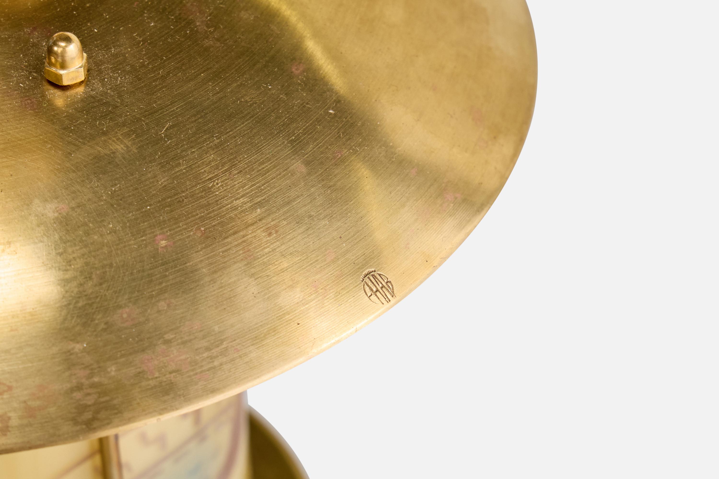 Lampe à suspension Edvard Hagman, laiton, verre, Suède, années 1940 en vente 3