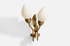 Edvard Hagman, applique murale, laiton, verre, Suède, années 1950