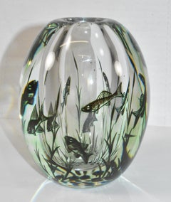 Edvard Hald for Orrefors Graal Glass Fish Vase 1954