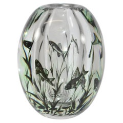 Edvard Hald for Orrefors Graal Glass Fish Vase 1954