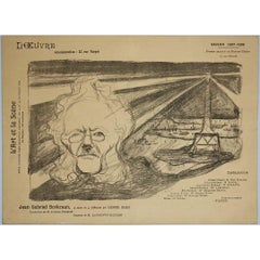 Antique 1897 lithograph by Munch  Jean Gabriel Borkman at the Théâtre de l'oeuvre