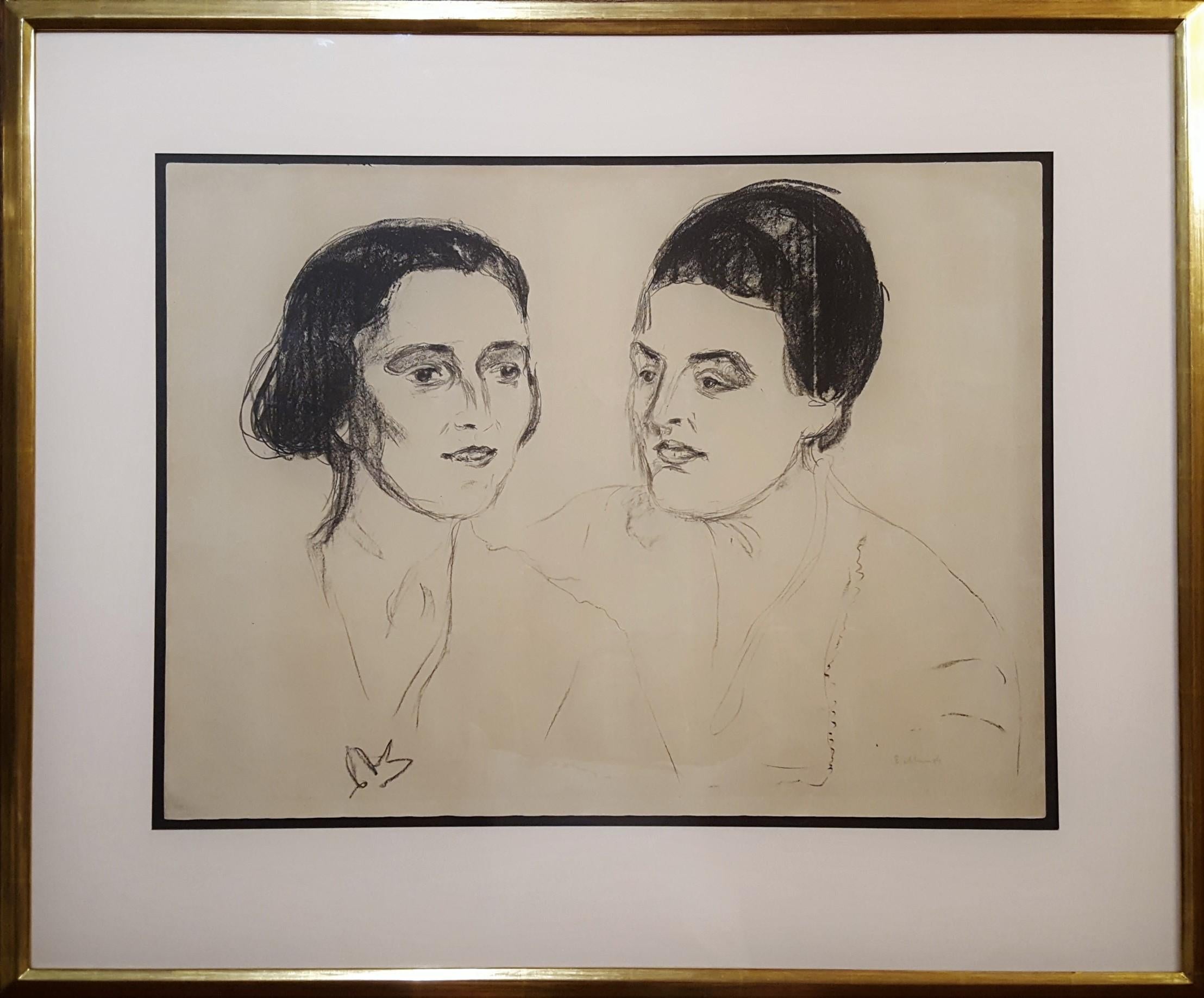 Louise and Else Heyerdahl /// Expressionism Edvard Munch Portrait Figurative Art For Sale 1